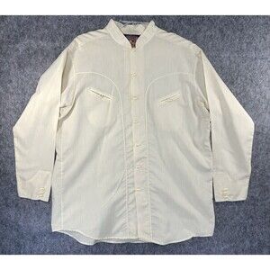 Vintage Red Rider Western Shirt Size XL Retro Rodeo Cowboy Long Sleeve Ivory